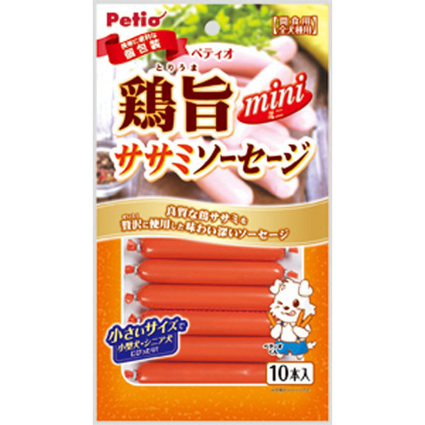 【同梱不可】【5個セット】ペティオ ペティオデリカテッセン鶏旨ミニササミソーセージ10本入