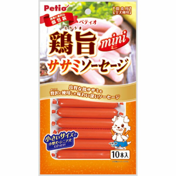 【同梱不可】【30個セット】ペティオ ペティオデリカテッセン鶏旨ミニササミソーセージ10本入