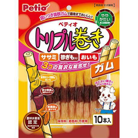 【同梱不可】【10個セット】ペティオ ペティオトリプル巻きガム10本入