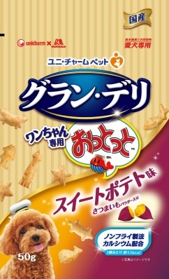 【注意事項】 ・メーカーの都合等により、パッケージ及び内容量、生産地、などが変更される場合がございます。ご了承ください。 ・当店では地球環境への配慮およびお手頃価格での商品の提供のため、簡易的な梱包とさせていただいております。 ・箱潰れなど、製品をご利用いただくのに問題がない場合の返品・交換対応はお受けできません ※期限のある商品について ・賞味期限や消費期限がある商品については、すべて期限まで2ヶ月以上のものを取り扱っております。個別のお問い合わせはご遠慮いただきますようお願い申し上げます。 ・期限が迫った商品は、別途アウトレット商品として販売させていただいております。 商品説明■　商品特徴・ノンフライ製法 1個あたり約1.1kcal ・ワンちゃんの大好きなチキンパウダー仕上げ ・愛犬の健康維持を考えカルシウムを配合 ・カリッとした咀嚼音がたまらない 4520699609224■　原材料いも類(乾燥じゃがいも、さつまいもパウダー)、小麦粉、植物性油脂、ホエイパウダー、砂糖、コーンスターチ、チキンエキスパウダー、ビール酵母、たんぱく加水分解物、酵母エキスパウダー、増粘安定剤(加工でんぷん)、ミネラル類(カルシウム、塩素、ナトリウム)、乳化剤、膨張剤、調味料(アミノ酸等)、香料、着色料(カロテン色素)■　発売元、製造元、輸入元又は販売元ユニ・チャーム■　広告文責 ライフジェネレーション株式会社 TEL:06-6809-2484