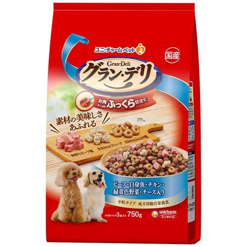 Mature Dog - 【同梱不可】【9個セット】ユニ・チャーム グラン・デリふっくら仕立てビーフ・白身魚・チキン・緑黄色野菜・チーズ・角切りビーフ粒入り750g