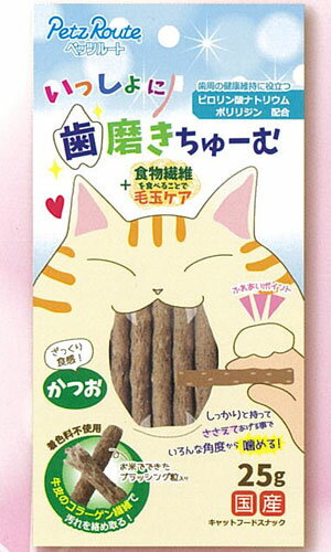 【同梱不可】【24個セット】ペッツルート いっしょに歯磨きちゅーむかつお25g