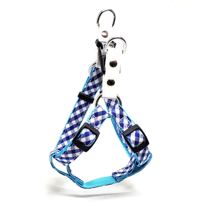 【!!クーポン配布中!!】 リードッグ 【同梱不可】【2個セット】リードッグ　LEADOGNEWギンガムチェックカンタンハーネスMブルー