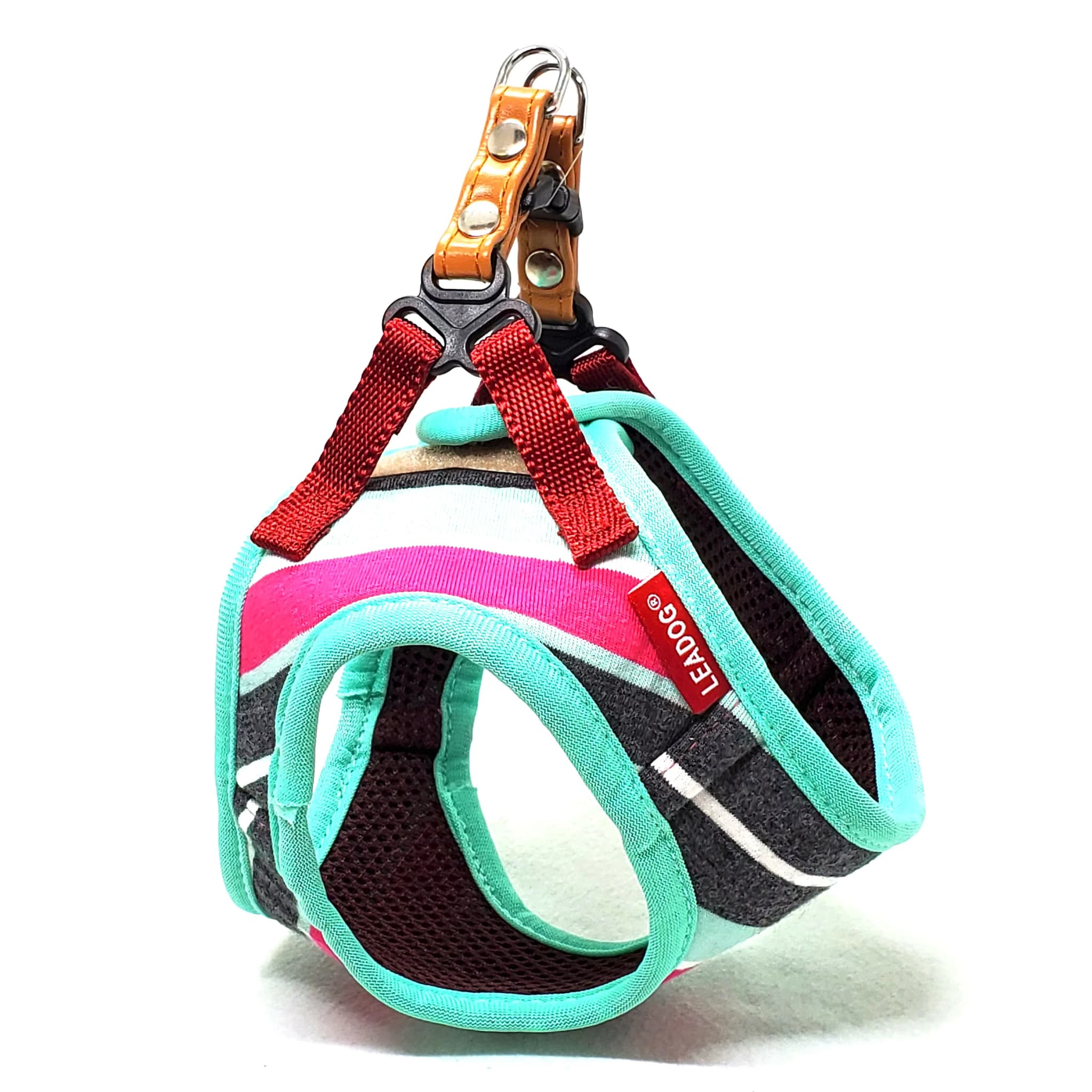 リードッグ 【同梱不可】【2個セット】LEADOGパステルボーダーソフトハーネスSミント
