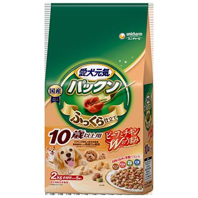 樂天商城 - 【同梱不可】【2個セット】ユニ・チャーム愛犬元気パックン10歳以上用ビーフ・ささみ・緑黄色野菜・小魚入り2.0Kg
