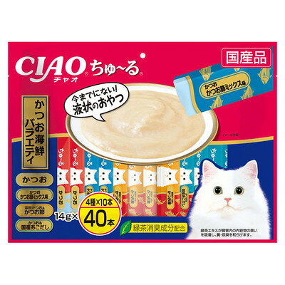 【注意事項】 ・メーカーの都合等により、パッケージ及び内容量、生産地、などが変更される場合がございます。ご了承ください。 ・当店では地球環境への配慮およびお手頃価格での商品の提供のため、簡易的な梱包とさせていただいております。 ・箱潰れなど、製品をご利用いただくのに問題がない場合の返品・交換対応はお受けできません ※期限のある商品について ・賞味期限や消費期限がある商品については、すべて期限まで2ヶ月以上のものを取り扱っております。個別のお問い合わせはご遠慮いただきますようお願い申し上げます。 ・期限が迫った商品は、別途アウトレット商品として販売させていただいております。 商品説明■　商品詳細 今までにない！液状のおやつ。 人気のかつおベースのフレーバーをバラエティパックにしました。猫ちゃんの気分に合わせて4種類の中から選べます。 4901133644290■　原産国日本■　メーカーいなばペットフード■　広告文責 ライフジェネレーション株式会社 TEL:06-6809-2484　