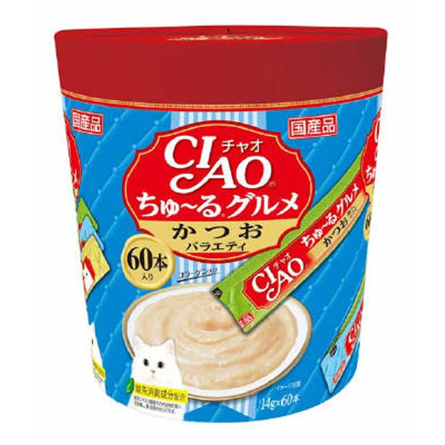 【同梱不可】【2個セット】いなば CIAOちゅ〜るグルメかつおバラエティ14g×60本
