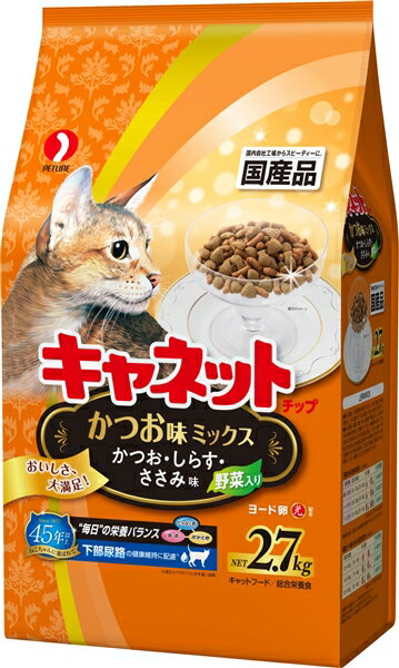 Rakuten - 【同梱不可】 ペットライン　キャネットチップかつお味ミックス2.7kg