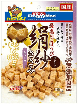 【注意事項】 ・メーカーの都合等により、パッケージ及び内容量、生産地、などが変更される場合がございます。ご了承ください。 ・当店では地球環境への配慮およびお手頃価格での商品の提供のため、簡易的な梱包とさせていただいております。 ・箱潰れなど、製品をご利用いただくのに問題がない場合の返品・交換対応はお受けできません ※期限のある商品について ・賞味期限や消費期限がある商品については、すべて期限まで2ヶ月以上のものを取り扱っております。個別のお問い合わせはご遠慮いただきますようお願い申し上げます。 ・期限が迫った商品は、別途アウトレット商品として販売させていただいております。 商品説明■　商品特徴絹のようになめらかで、ふんわりやさしい口当たり おくちの中にふわっと広がる、ささみの旨みと香り ・保存料、合成着色料、発色剤、酸化防止剤を使わずにつくりました。毎日のおやつやご褒美に、ぜひどうぞ。 ・絹のようになめらかな生地を、ドギーマンオリジナル製法で、ケーキのようにふんわりやさしい食感に仕上げました。 ・味わい豊かな鶏ささみの、旨みと香りをいかした特別仕立て。やさしいおいしさがおくちいっぱいに広がります。 ・愛犬の健やかな毎日のために、グルコサミン、コンドロイチン、コラーゲンを配合。健康維持をサポートします。 ・生後2ヶ月以上の愛犬に。 4976555824810■　メーカードギーマンハヤシ株式会社■　広告文責 ライフジェネレーション株式会社 TEL:06-6809-2484