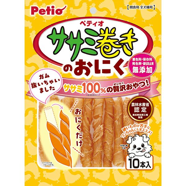 【同梱不可】【5個セット】ペティオ ササミ巻きのおにく 10本入