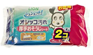 【同梱不可】【2個セット】ライオンペット シュシュット！ 厚手おそうじシート 犬用 2個パック 25枚×2