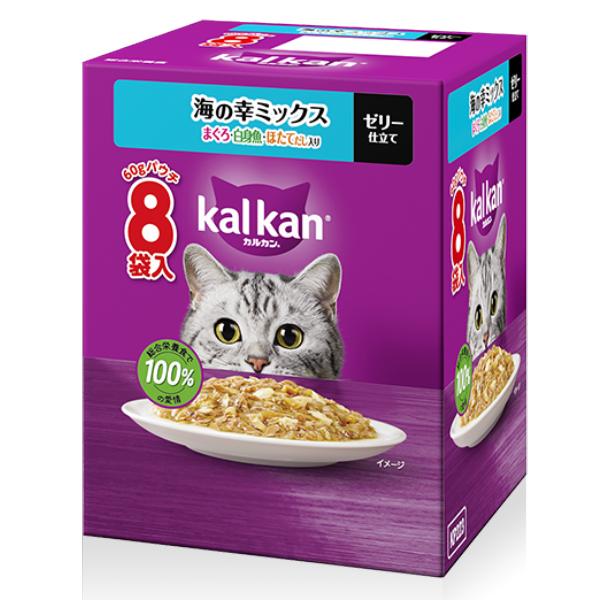 Rakuten - 【同梱不可】【20個セット】マースジャパン カルカンパウチ　海の幸ミックス　まぐろ・白身魚・ほたてだし入り 60g×8