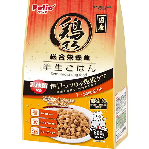 【同梱不可】ペティオ 鶏まろ　総合栄養食　半生ごはん　1‐6歳の成犬用 600g(4.0)