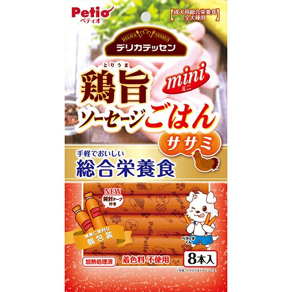 【同梱不可】　【10個セット】　ペティオ デリカテッセン　総合栄養食　鶏旨　ミニソーセージごはん　ササミ 8本入