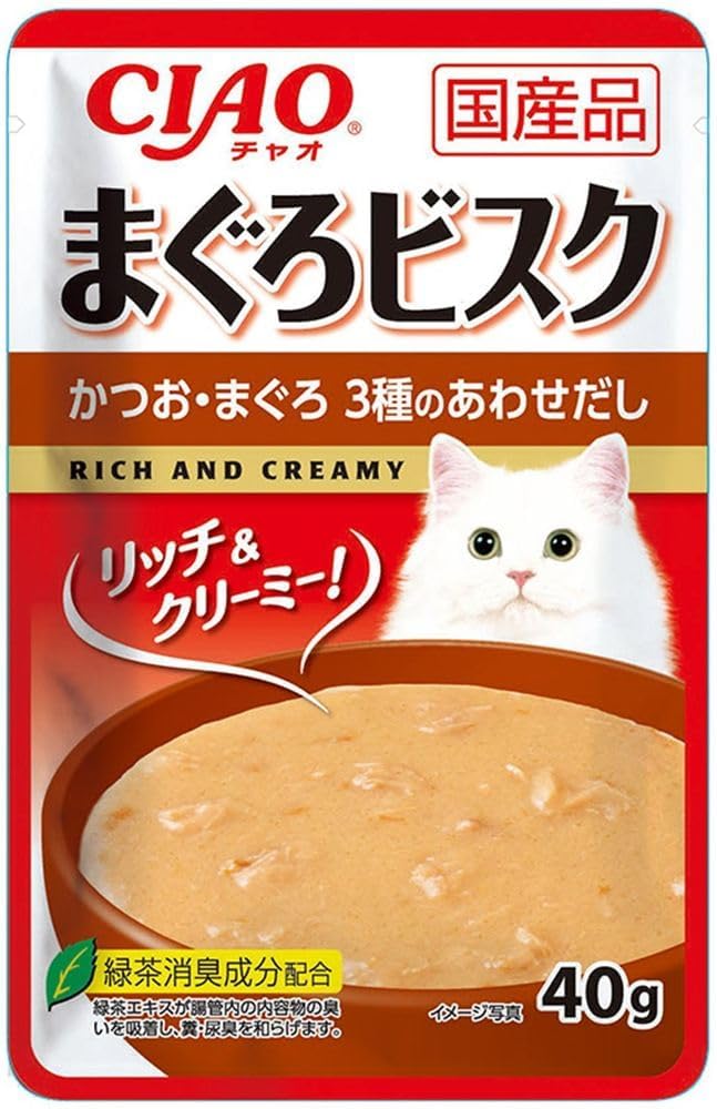 いなば 【同梱不可】【24個セット】いなば CIAO　まぐろビスク　かつお・まぐろ　3種のあわせだし 40g