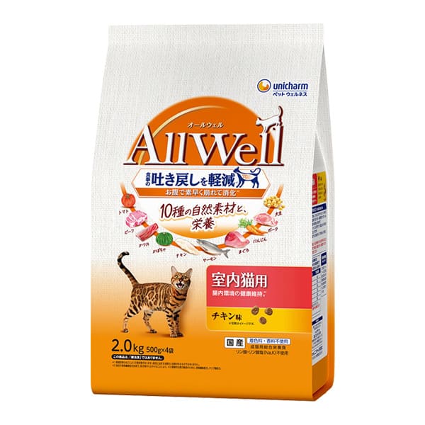 Other Wet Food - 【同梱不可】【4個セット】ユニ・チャーム AllWell10種の自然素材室内猫用チキン味2．0kg