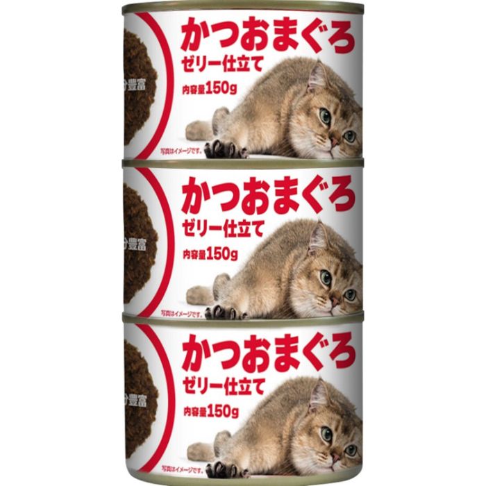 【同梱不可】【6個セット】ペットライブラリー かつおまぐろ缶 赤身 ゼリー仕立て プレーン150g×3P