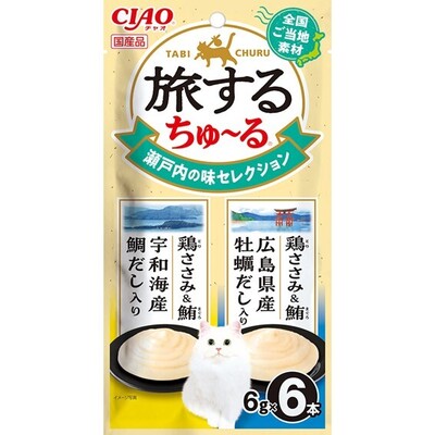【同梱不可】【6個セット】いなばペットフード 旅するちゅーる　瀬戸内の味セレクション6g×6P