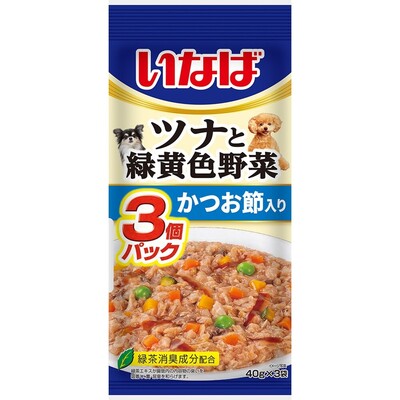 Rakuten - 【同梱不可】【16個セット】 いなばペットフード ツナと緑黄色野菜　かつお節入り40g×3P