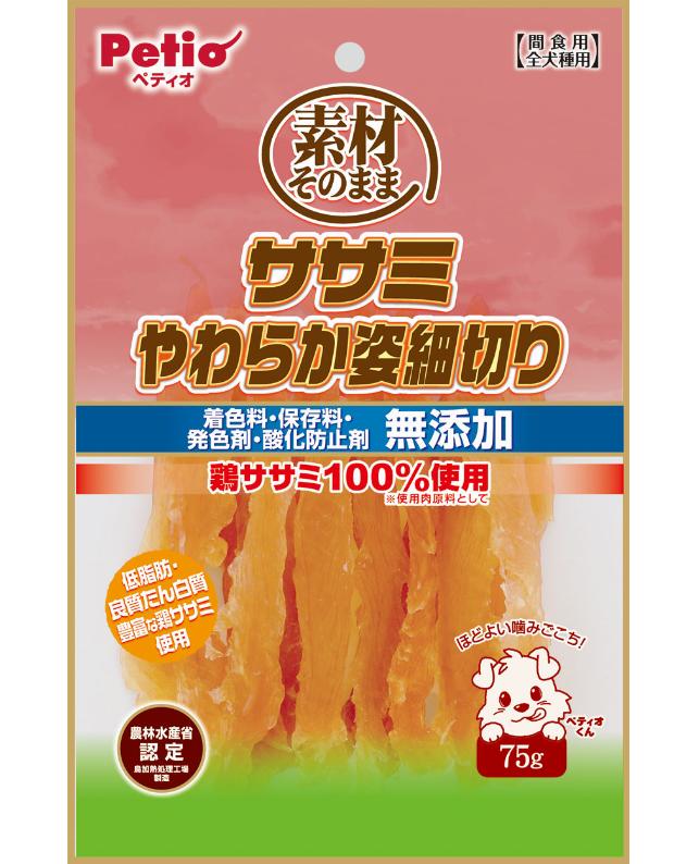 【同梱不可】ペティオ 素材そのまま　ササミやわらか姿細切り75g