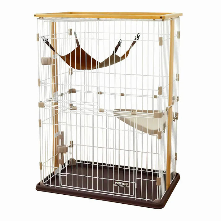 【同梱不可】ボンビアルコン ウッドワンサークルキャットワイドドア2段タイプ