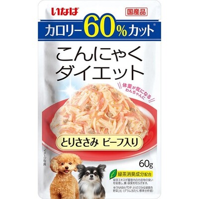 いなば 【同梱不可】【24個セット】いなばペットフード株式会社 こんにゃくダイエット とりささみ ビーフ入り60g
