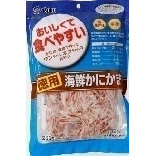 【注意事項】 ・メーカーの都合等により、パッケージ及び内容量、生産地、などが変更される場合がございます。ご了承ください。 ・当店では地球環境への配慮およびお手頃価格での商品の提供のため、簡易的な梱包とさせていただいております。 ・箱潰れなど、製品をご利用いただくのに問題がない場合の返品・交換対応はお受けできません ※期限のある商品について ・賞味期限や消費期限がある商品については、すべて期限まで2ヶ月以上のものを取り扱っております。個別のお問い合わせはご遠慮いただきますようお願い申し上げます。 ・期限が迫った商品は、別途アウトレット商品として販売させていただいております。 商品説明■　商品詳細 おいしくて食べやすい　かに肉・魚肉で作った　ワンちゃん、ネコちゃんのおやつ 4513441320362■　原産国日本■　メーカーアスク■　広告文責 ライフジェネレーション株式会社 TEL:06-6809-2484　