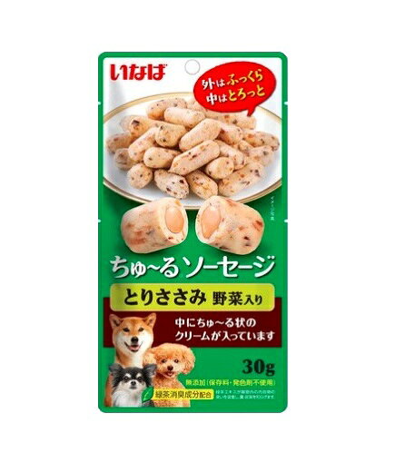 【同梱不可】【6個セット】 いなばペットフード ちゅーるソーセージ とりささみ 野菜入り 30g