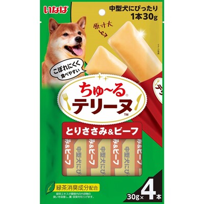 【同梱不可】【48個セット】いなばペットフード ちゅーるテリーヌ　中型犬用とりささみ＆ビーフ30g×4P