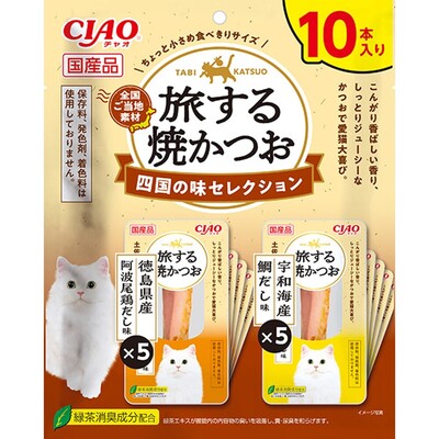 【同梱不可】【12個セット】いなばペットフード CIAO　旅する焼かつお　四国の味セレクション10本