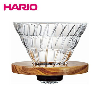 V60耐熱ガラス透過ドリッパー　オリーブウッド02【 珈琲 コーヒー ドリップ 1〜4杯用 ハリオ hario 】LF557B07b000