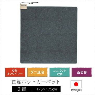 【★国産★ あす楽 送料無料】ホットカーペット 2畳 本体 175x175cm【 ホットカーペット2畳用 本体 省エネ 日本製 】[01htc]