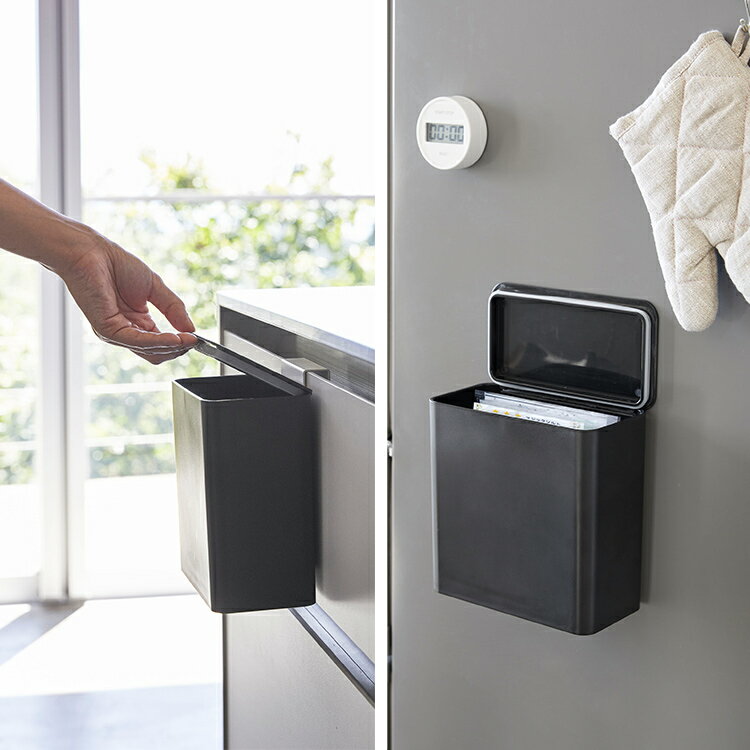 マグネット＆シンク扉ゴミ箱 タワー【 キッチン ダストボックス 磁石 フタ付き ストック入れ 】[ 山崎実業 ]LF570B07b000