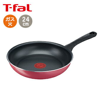 【送料無料】ティファール フライパン クランベリーレッド 24cm【 フライパン 調理 T-fal ガス火 IH非対応 】LF557B07b000