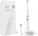 アイユー APIYOO P7 音波電動歯ブラシ/ホワイト+替ブラシ5本セット音波 電動 ハブラシ 歯ぶらし 極細毛 歯磨き ハミガキ デンタルケア 歯茎 歯石 歯垢 虫歯 口臭 完全防水 静音設計 水洗い 衛生 清潔 海外対応 USB充電 充電式 過充電防止機能 持ち運び 携帯 正規品 送料無料