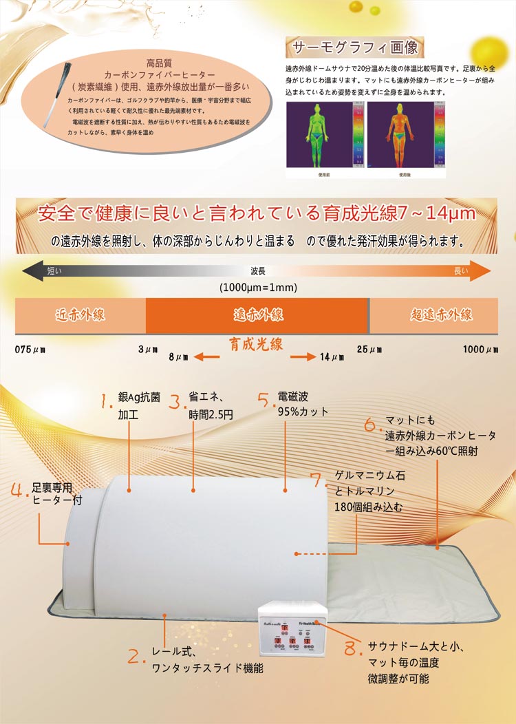 遠赤外線ドームサウナ (全身用)家庭用/業務用ドームサウナ マイナスイオン発生 高品質遠赤外線ヒーター採用送料無料