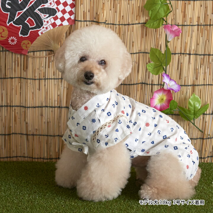 【マリン甚平 1〜5号 2L 3L】甚平 犬 浴衣 猫 LIFELIKE 小型犬 中型犬 服 半袖 春夏 春 夏用 ダックス チワワ プードル 犬服 犬の服 防蚊加工 祭 夏祭 イベント 涼しい 男の子 可愛い【返品不可・サイズ可】