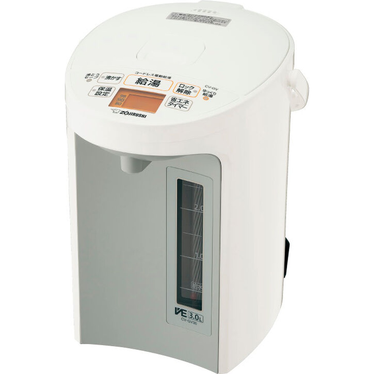 乐天商城 - 象印 ZOJIRUSHI 電気ポット VE電気まほうびん マイコン沸とう CV-GV30-WA 3.0L 優湯生 まほうびん保温 ホワイト【北海道・沖縄・離島配送不可】