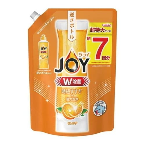P＆G JOY ジョイ W除菌 食器用洗剤 オレンジ つめかえ用 超特大サイズ 910mL 台所　キッチン　洗剤　洗浄力　時短すすぎ