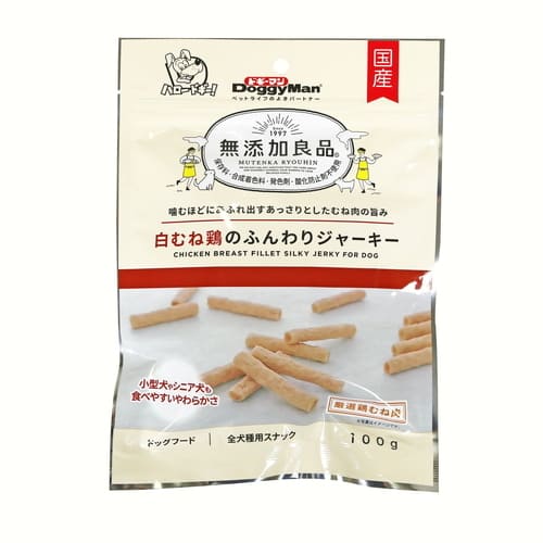 Rakuten - 無添加良品 白むね鶏のふんわりジャーキー 100gドギーマン 犬 おやつ ジャーキー 鶏 チキン 鶏むね ふんわり