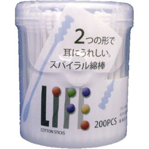 商品名 ライフ スパイラル綿棒円筒 200本入 商品詳細 200本入87*87*88※2タイプの綿球で耳ナットク 商品説明 ●スパイラル＆ノーマルタイプ その他 【使用上の注意】・耳または鼻の奥に入れすぎないように、綿球から1.5cmの部分を持ってお使い下さい。・お子さまだけでのご使用はやめてください。・湿気が少なく、お子さまの手の届かないところに保管して下さい。・万一異常を感じたら医師にご相談下さい。・手を清潔にしてお使い下さい。 原産国 日本 発売元・製造元・輸入元又は販売元 平和メディク JANコード 4976558000853 衛生医療 &gt; 看護・医療用品 &gt; 綿棒 &gt; ライフ スパイラル綿棒円筒 200本入広告文責・販売事業者名:株式会社ビアンカTEL 050-5838-0748※一部成分記載省略あり