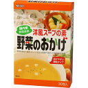 商品名 ムソー 野菜のおかげ 国産野菜使用 5g*30包 商品詳細 内容量：150g(5g×30包)※動物性素材を使わず、野菜が持っているコクと旨みを引き出した洋風スープの素です。 商品説明 「ムソー 野菜のおかげ 国産野菜使用 5g*30包」は、動物性素材を使わず、野菜が持っているコクと旨みを引き出した洋風スープの素です。遺伝子組換え原料、たん白加水分解物も使用していません。国内産野菜を使用しています。 お召し上がり方 スープの素としてはもちろん、洋風煮物や鍋料理のベースにご利用いただけます。●スープとして：1包(5g)を、300mlくらいのお湯で溶かしてください。●洋風スープの素1包(5g)で：ロールキャベツ(3-4人分)、ポトフ(2人分)、ビーフシチュー・カレー(2人分)、ピラフ(3-4人分) 使用上の注意 ●顆粒状ですので、ひとふりごとによくかき混ぜてご使用ください。●洋風スープの素には食塩などにより薄味がついておりますので、お好みに合わせて味を調整してください。●湿気を吸いやすいので、高温多湿を避け保存してください。 保存方法 高温多湿、直射日光を避け保存してください。 原産国 日本 お問い合わせ先 ●お問い合わせ先ムソー株式会社 品質管理室大阪市中央区大手通2-2-7TEL：06-6945-5800(受付時間：土日・祝日・年末年始等除く 9：00-17：30)●販売者ムソー株式会社大阪市中央区大手通2-2-7 その他 名称 洋風スープの素 原材料 食塩 でん粉分解物 酵母エキス 玉ねぎ粉末 醤油 コショウ セロリ粉末 人参粉末 馬鈴しょでん粉 フライドガーリック (原材料の一部に小麦・大豆を含む) 栄養成分表示 1包(5g)あたり エネルギー 9kcal たんぱく質 0.5g 脂質 0g 炭水化物 1.8g ナトリウム 995mg (食塩相当量) (2.5g) JANコード 4978609107627 販売元 ムソー フード &gt; だし・乾物・海藻 &gt; だし類 &gt; ムソー 野菜のおかげ 国産野菜使用 5g*30包広告文責・販売事業者名:株式会社ビアンカTEL 050-5838-0748※一部成分記載省略あり