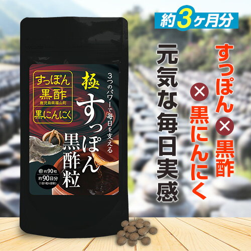 極・すっぽん黒酢粒 90粒[メール便対応商品]スッポン すっぽんサプリ 黒酢 黒にんにく 黒ニンニク アミノ酸 クエン酸 コラーゲン サプリメント 大容量 お徳用 健康 美容 RoyalBS 日本製