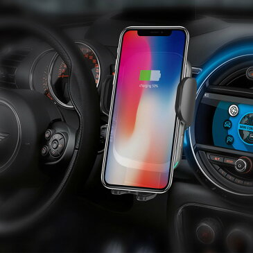 ワイヤレス充電器 車載ホルダー iphone iphone11 Pro max iphoneX iphone8 qi 急速充電 自動開閉 過充電保護 コンデンサー wireless スタンド おしゃれ アンドロイド ギャラクシー galaxy samsung エクスペリア Xperia エンジンオフでも開閉可能 iPhone 充電器 ワイヤレス LG