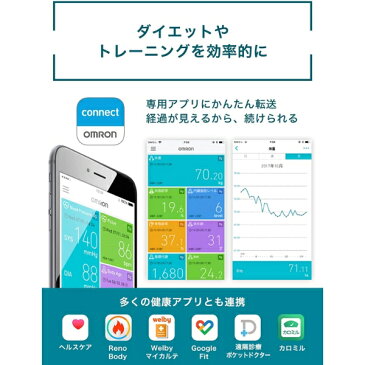 オムロン 公式 体組成計 HBF-256T-W カラダスキャン ホワイト 体重計 スマホ連動 体脂肪計 内臓脂肪レベル bluetooth アプリ iPhone ヘルスケア 体脂肪率 基礎代謝 スマホ連携 正確 送料無料 デジタル 高精度 高性能 コンパクト ヘルスメーター BMI