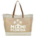 バーラップトートバッグ Burlap tote bag/MIAMI FLORIDA Beach Bag マイアミ フロリダ