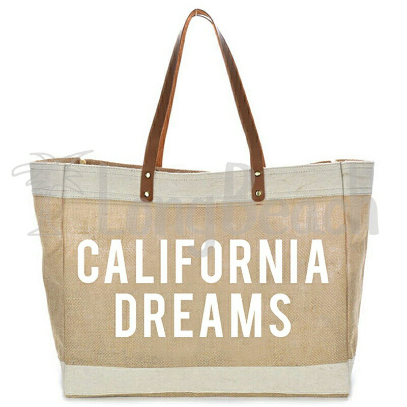  バーラップトートバッグ Burlap tote bag/California Dreams Beach Bag カリフォルニアドリームス