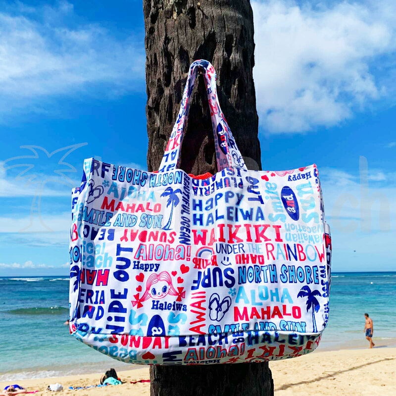 ≪正規品≫Happy HALEIWA 買い物カゴバッグ エコバッグ ブルー レッド ハワイ限定 ハッピーハレイワ NORTH SHORE ノースショア レジカゴバッグ※カゴは付属しません【大人気】【HAWAII】【ハワイ直輸入】【zk】