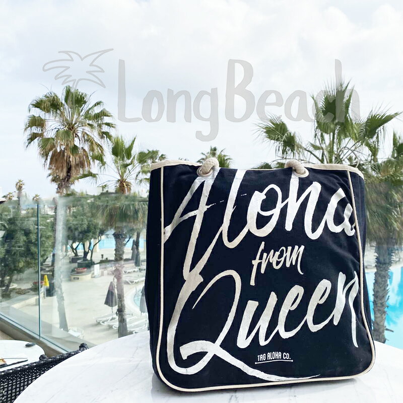 楽天Long Beach （ロングビーチ）WHOLE FOODS MARKET ホールフーズマーケット QUEEN クイーン店限定 ロープエコバッグ【ハワイ限定】ブラックxシルバー / ALOHA ロゴ デザイン / ワンサイズ【ハワイ直輸入】【正規品】【asu】