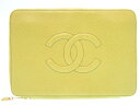 美品 シャネル ココマーク トラベルケース クラッチバッグ キャビアスキン イエロー 0411 【中古】 CHANEL 美品 シャネル ココマーク トラベルケース クラッチバッグ キャビアスキン イエロー 0411 【中古】 CHANEL